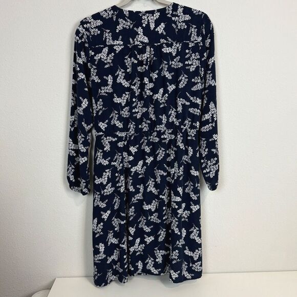 Gap Navy Blue Floral Wrap Dress M - Picture 5 of 10